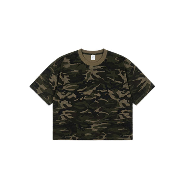 Vintage Camo Burnout Graphic Oversized Cotton Tee