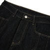 Raw Yellow-Stitch Wide-Leg Curved Baggy Denim Pants