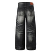 Gradient Cat Whisker Heavy-Wash Baggy Wide-Leg Jeans