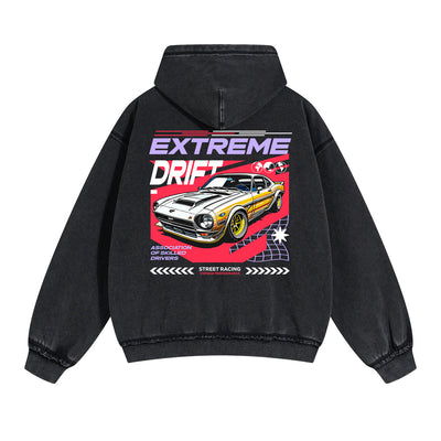 Extreme Drift Car Urban Double Slider Zip Hoodie-INNBLAC
