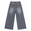 Asymmetric Button Curved Seam Wide Leg Denim Jeans