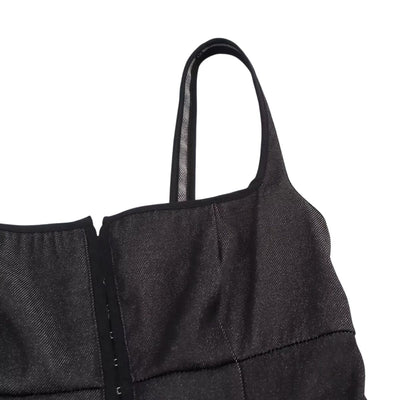 Black Button-Front Strappy Midi Dress