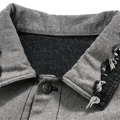 Street Hip-hop Distressed Patchwork Denim Jacket
