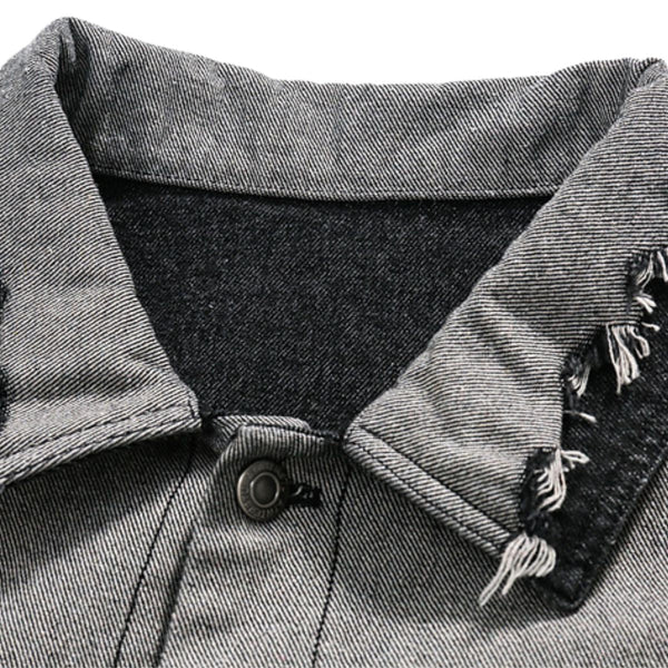 Street Hip-hop Distressed Patchwork Denim Jacket