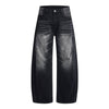 Washed Whiskered Balloon Fit Denim Jeans