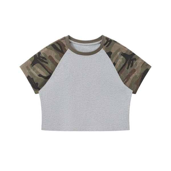 Raglan Camo Spice Girl Cropped Tee