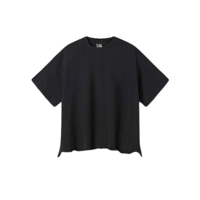Distressed Raw Hem Boxy Cotton T-Shirt