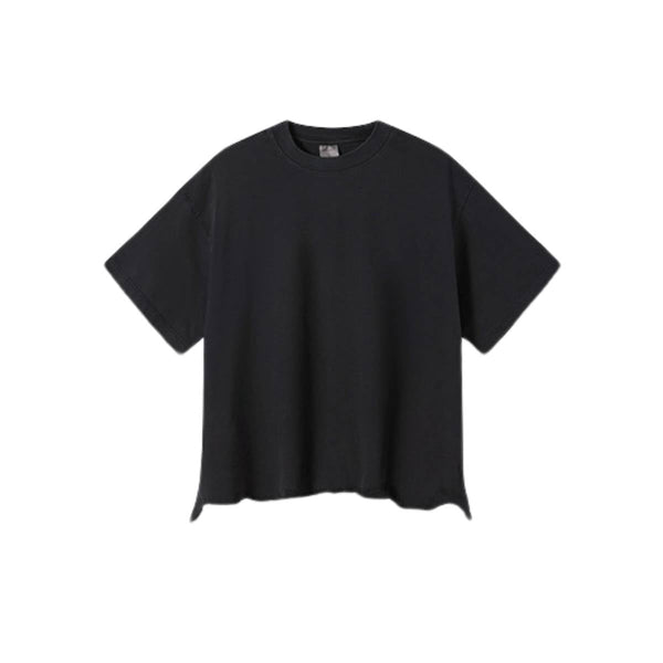 Distressed Raw Hem Boxy Cotton T-Shirt