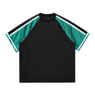 Breathable Mesh Contrast Retro Outdoor Activity Tee