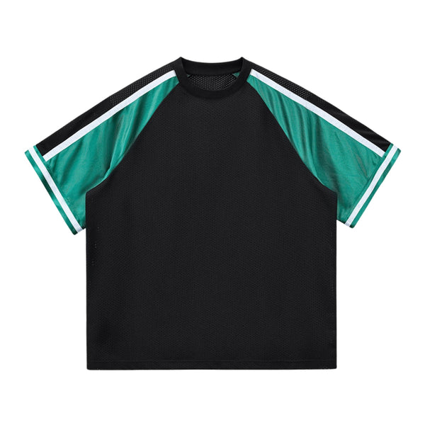 Breathable Mesh Contrast Retro Outdoor Activity Tee