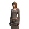 Long-Sleeve Ribbed Henley Top 275gsm
