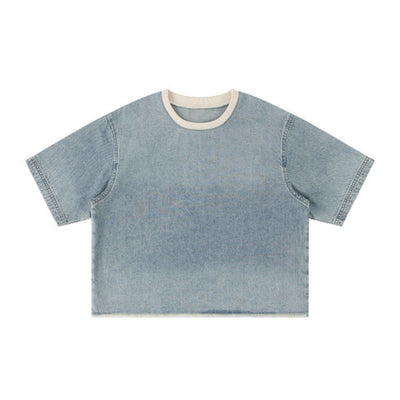 Washed Cotton Oversized Crew Neck Tee