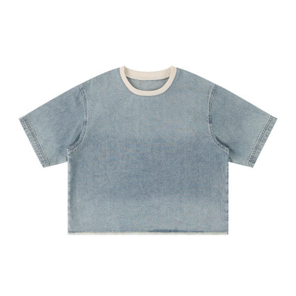 Washed Cotton Oversized Crew Neck Tee