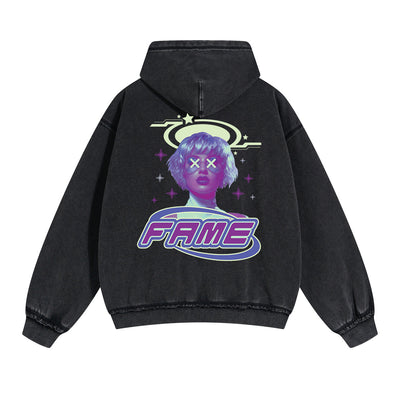 Fame Girl Y2k Streetwear Chrome Back Print Hoodie-INNBLAC