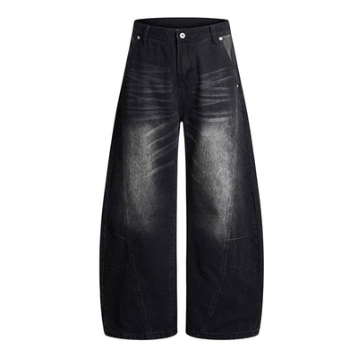 Vintage Washed High Waist Distressed Relaxed Straight Leg Denim Jeans