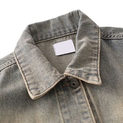 Niche Vintage Loose Tie Front Washed Denim Jacket