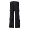 Solid Color Vintage Washed Panel Detail Relaxed Cargo Pants