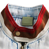 American Trendy Washed Color-blocking Stand-up Collar Denim Jacket