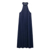 Women's Halter Neck Denim Maxi Dress