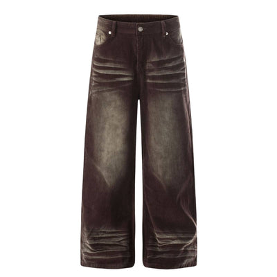 Vintage American Whiskered Corduroy Wide-Leg Jeans