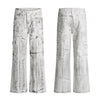 Graffiti Spray Washed Baggy Flared Denim Pants