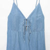 Spaghetti Straps Bow Denim Maxi Dress