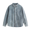 American Vintage Irregular Wear Pattern Design Washed Denim Jacket