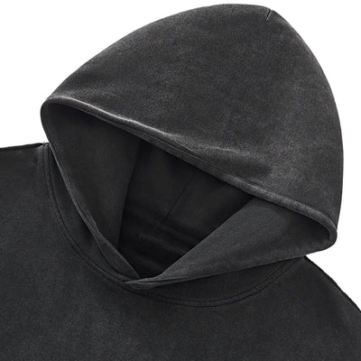 Raw Edge Boxy Washed Cotton Hoodie