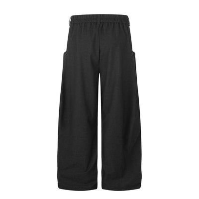 Draped Wide Leg Summer Suit Trousers with Deconstructed Panels