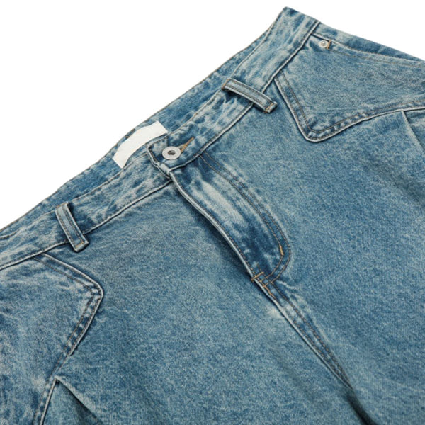 Men's Washed Denim Punk Wide-Leg Work Pants