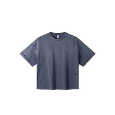 Oversized Heavy Washed Destroyed Cotton Tee