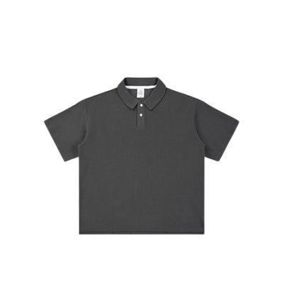 Waffle Knit Lapel Polo T Shirt