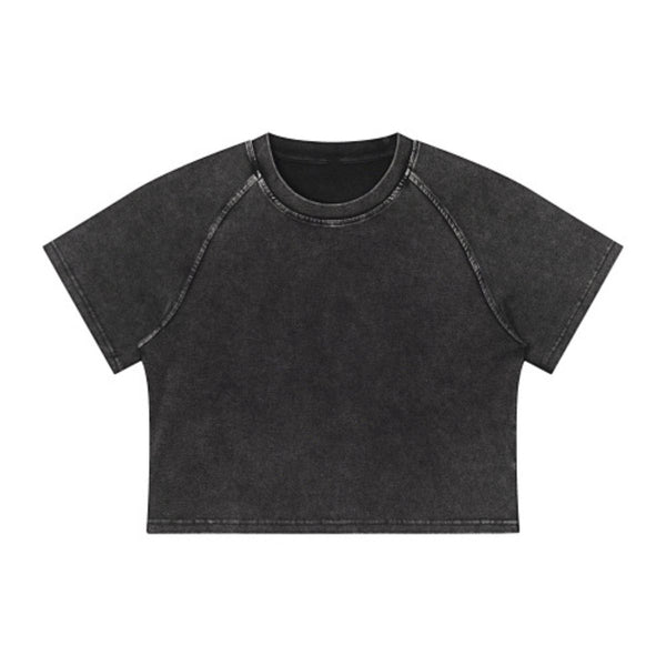 Crew Neck Raglan Short Sleeve Ribbed Tee 315G