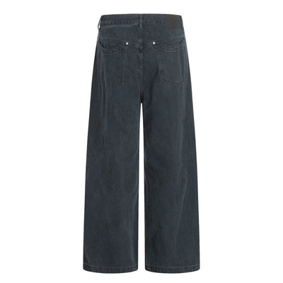 Men's Washed Punk Pleated Loose-Fit Casual Wide-Leg Denim Pants