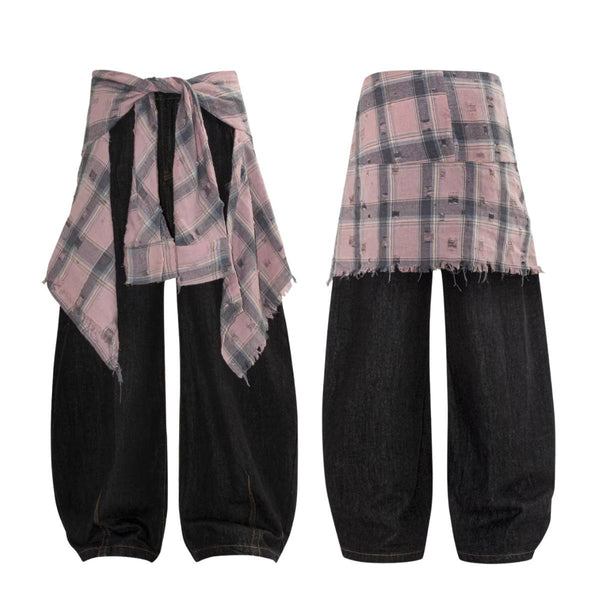 Minimalist Striped Check Relaxed Fit Casual Pants
