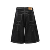 Raw Denim Deconstructed Wide Leg Denim Shorts