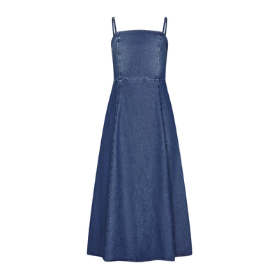Dark Wash Spaghetti Strap Denim Midi Dress