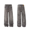 Vintage Washed Distressed Wide Leg Straight Denim Pants