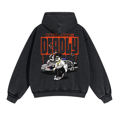 Graffiti Cartoon Double Slider Zip Hoodie-INNBLAC