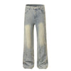 Muddy-Wash Faded Panel-Stitch Jeans