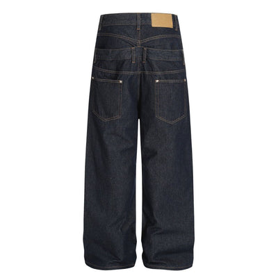 Men's Two-Tone Denim Pants Loose Fashion Street Unique Design
