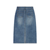 Vintage Washed A-Line Denim Midi Skirt