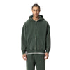 Stone Wash Zip-Front Fleece Hoodie