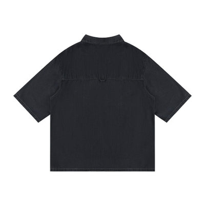 Cotton Washed Oversized Denim Collar Tee