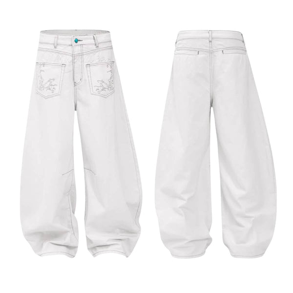 Vintage Embroidered Lettering Relaxed Fit Jogger Pants