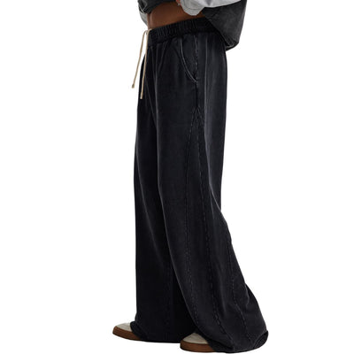 Vintage Washed Distressed Hem Sweatpants