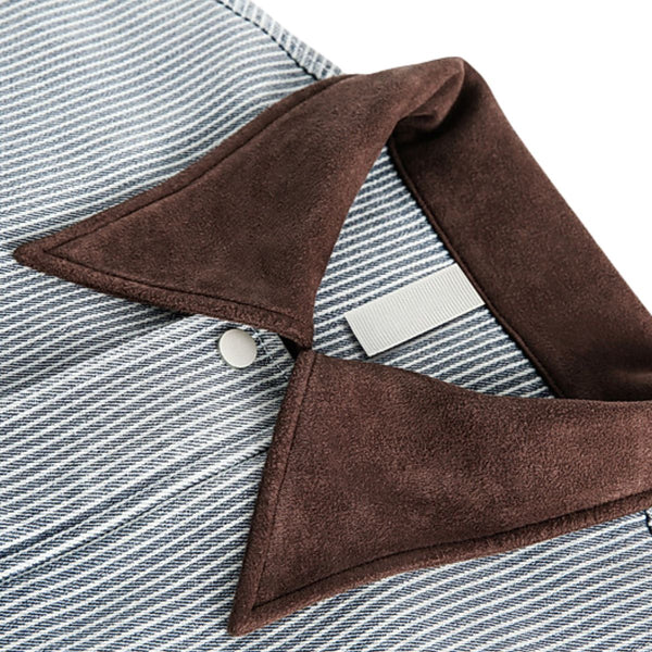 American Striped College Style Embroidered Denim Jacket