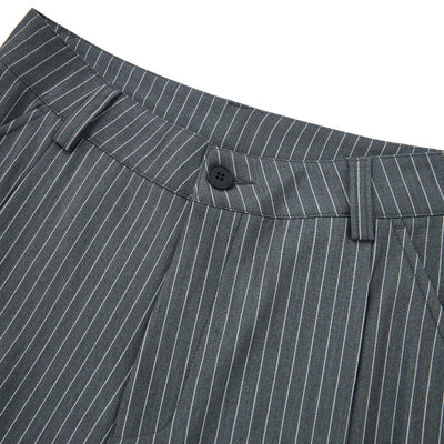 Vintage Stripe Barrel-Leg Tailored Trousers