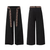 Washed Stripe Plaid Belt Relaxed Pants