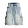 Vintage Washed Multi Pocket Denim Cargo Bermuda Shorts